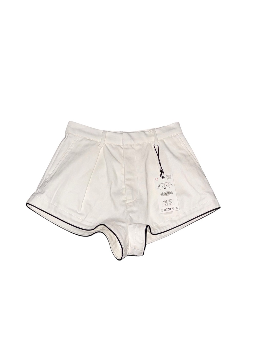 Zara White Shorts with Black Piping